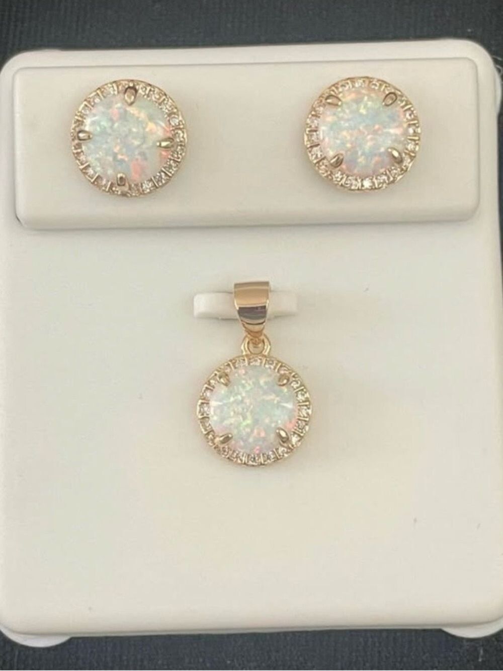 14k gold over 925 silver 1.50ctw Moissanite with genuine opal